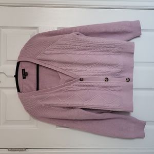 Pink Cable Knit Sweater and Crop Tank Top